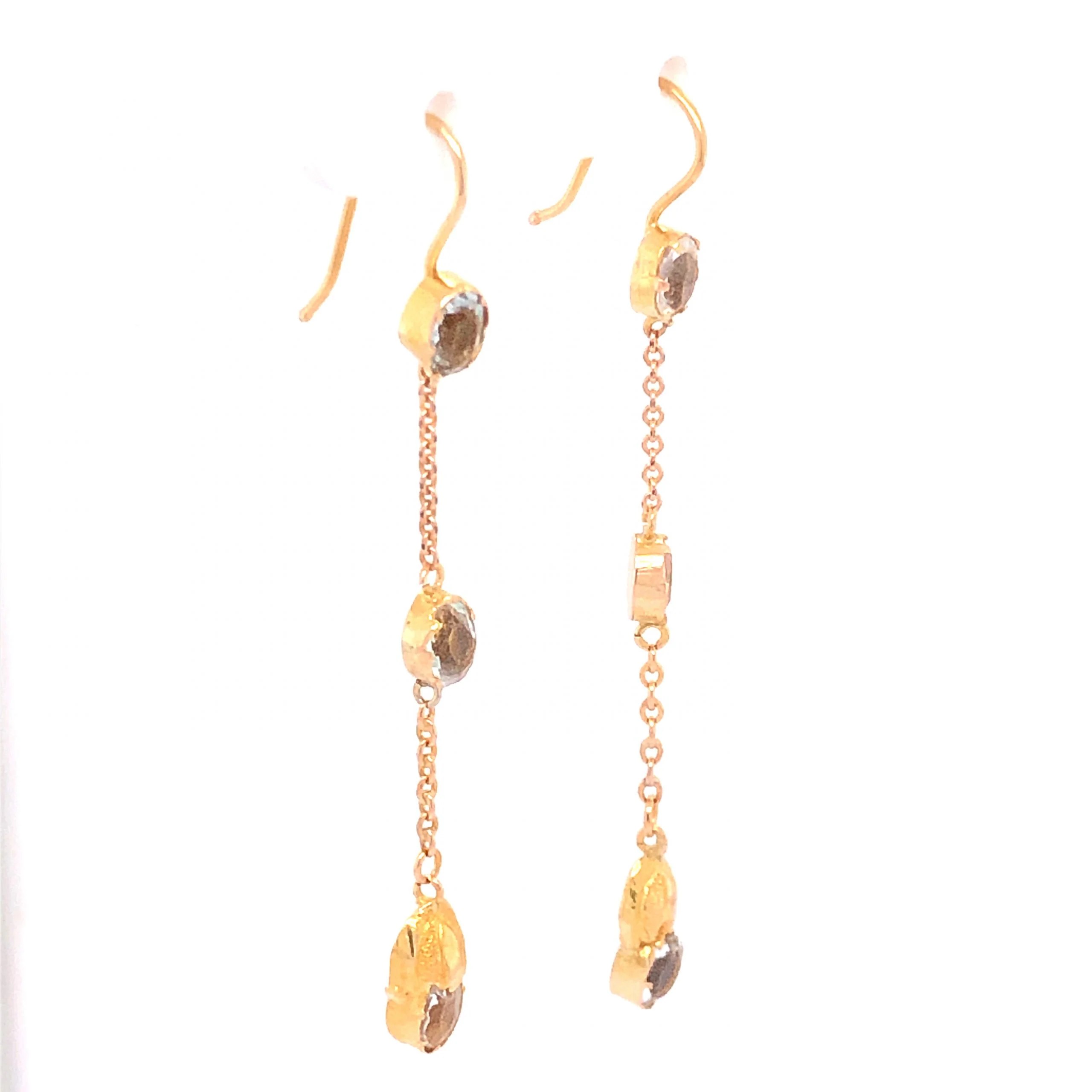 Antique Victorian Quartz Earrings in 14k Yellow Gold - Image 3