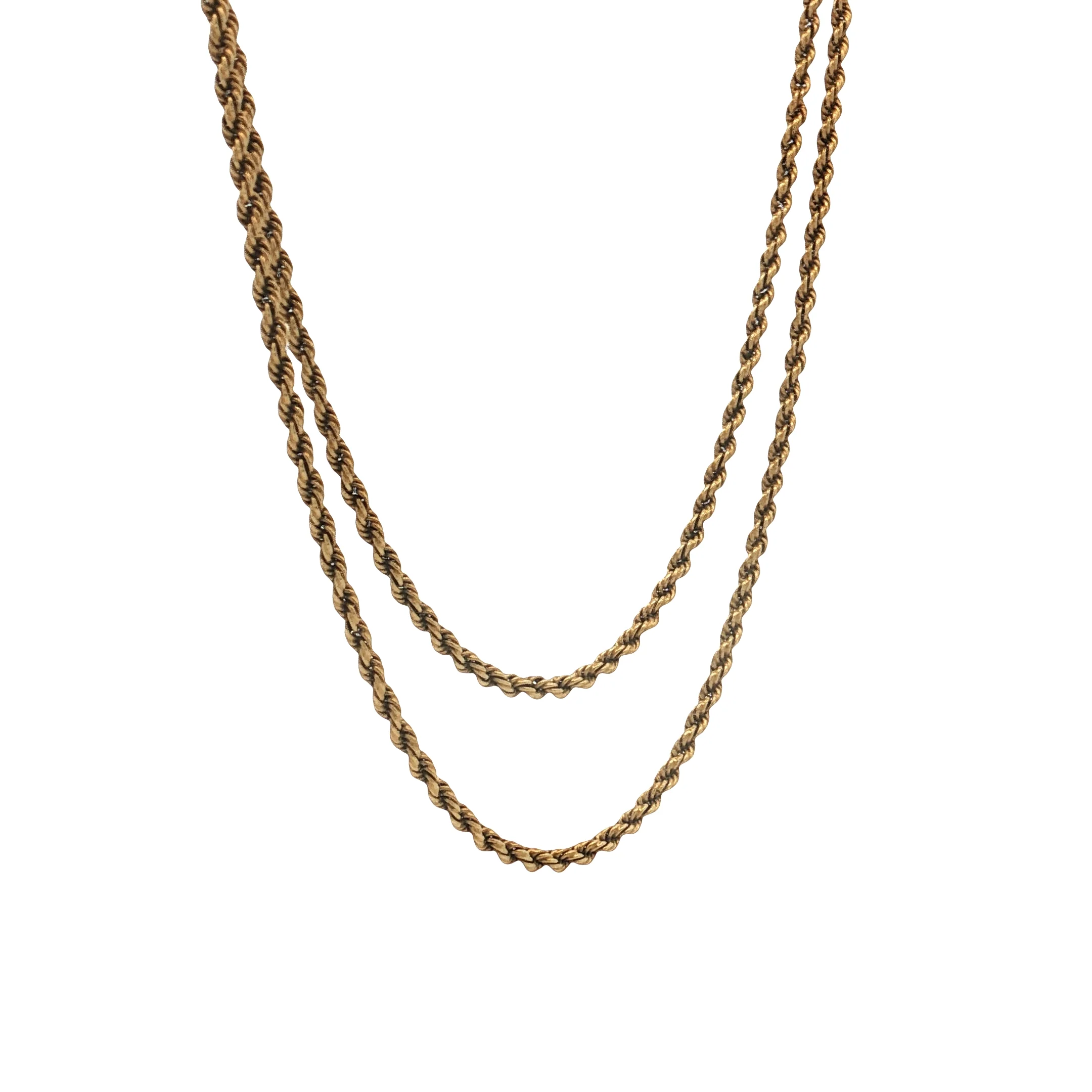 Antique Victorian Rope Chain Necklace 14k Yellow Gold - Image 3