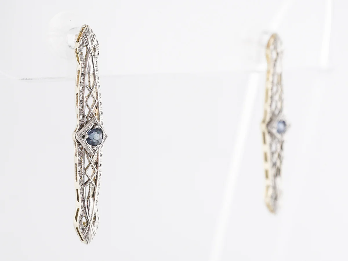 Antique Victorian Sapphire Earrings in 14k Yellow Gold - Image 3