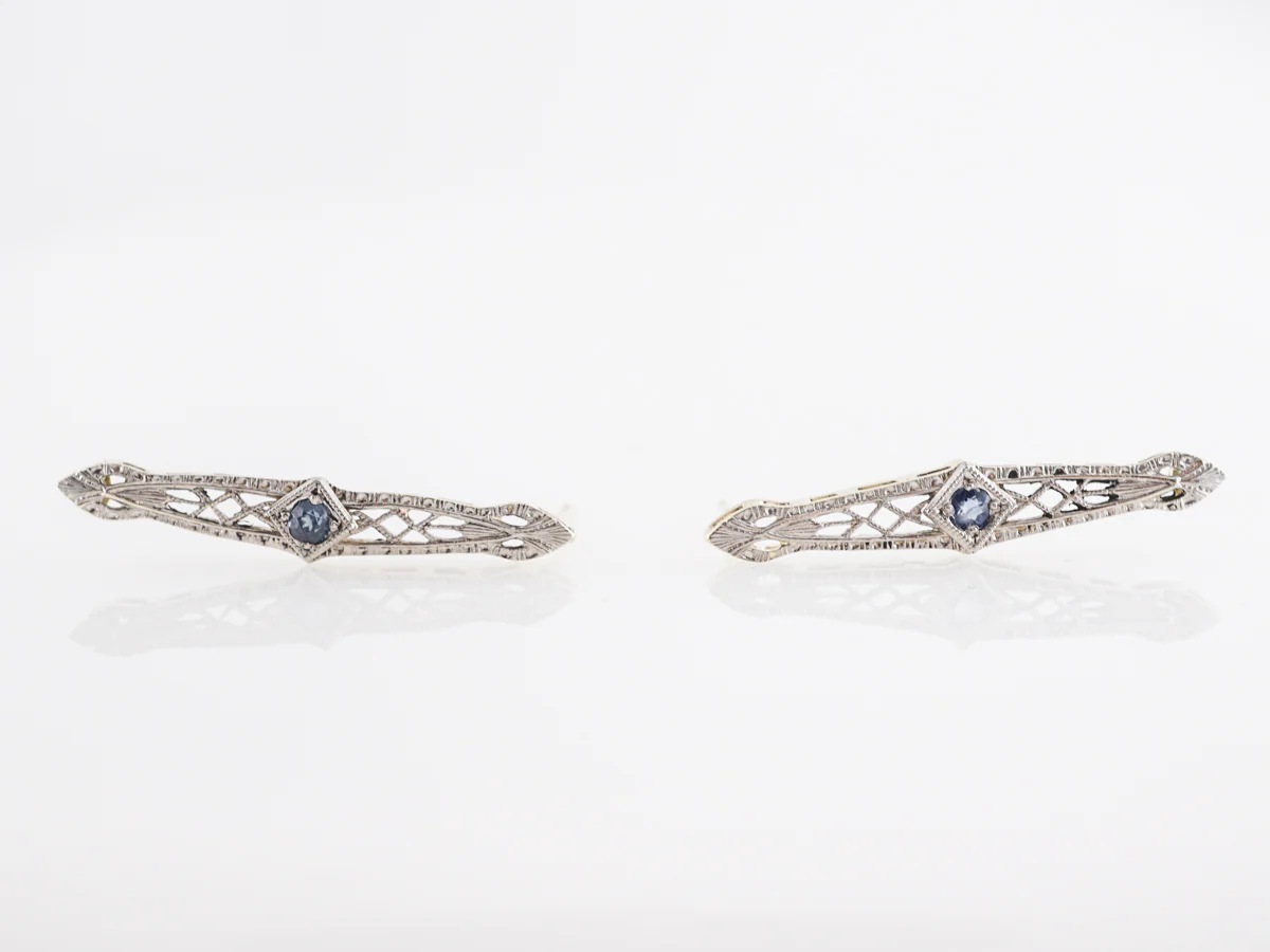 Antique Victorian Sapphire Earrings in 14k Yellow Gold - Image 4