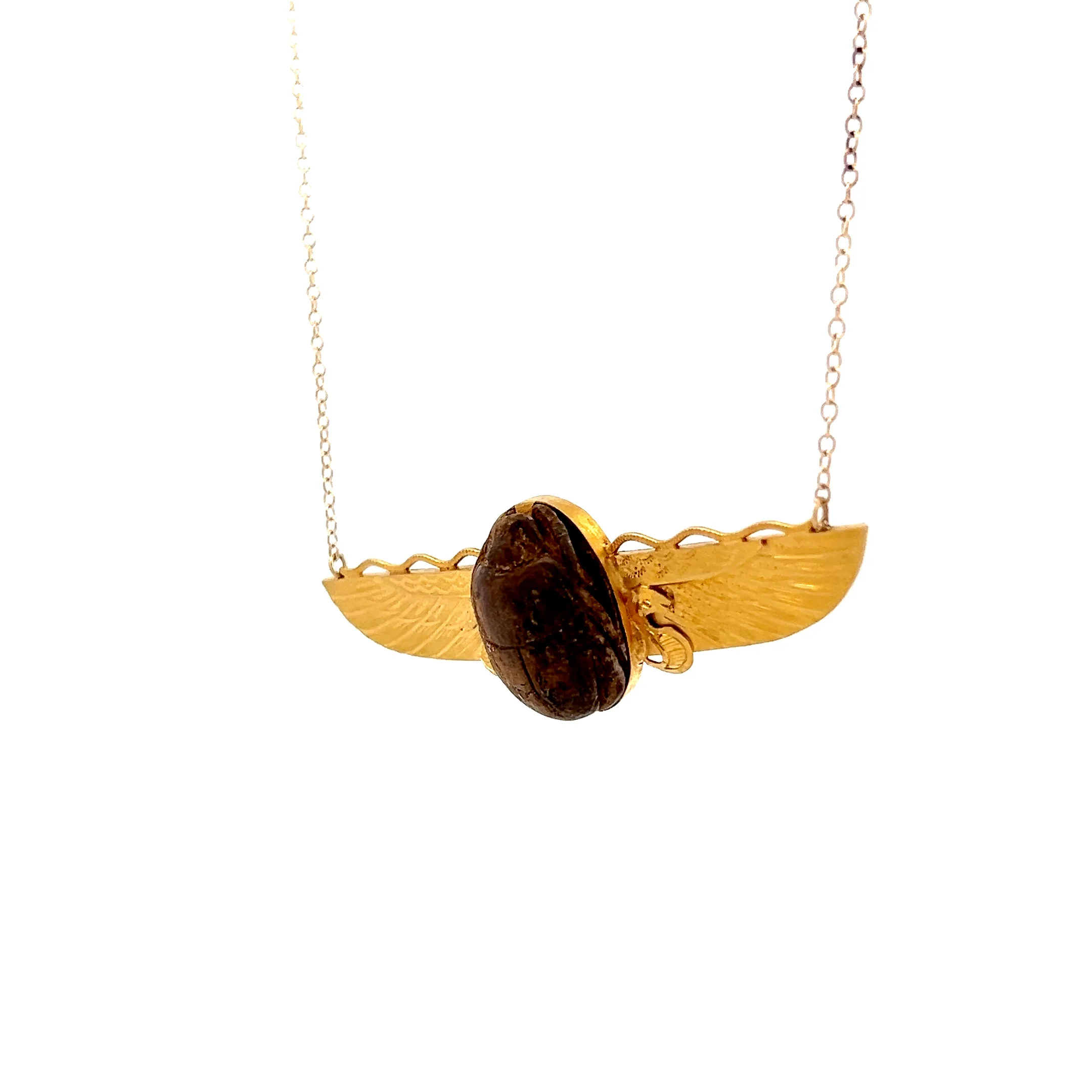 Antique Victorian Scarab Necklace in 14k Yellow Gold - Image 2