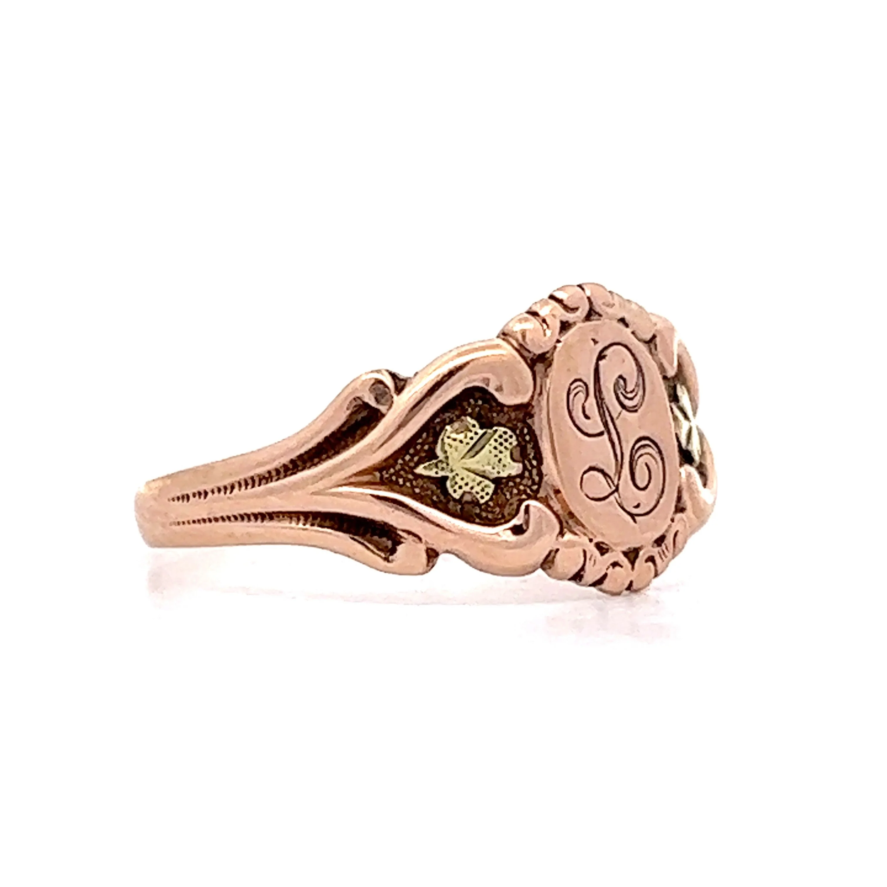 Antique Victorian Signet Ring in 10k Rose & Yellow Gold - Image 3