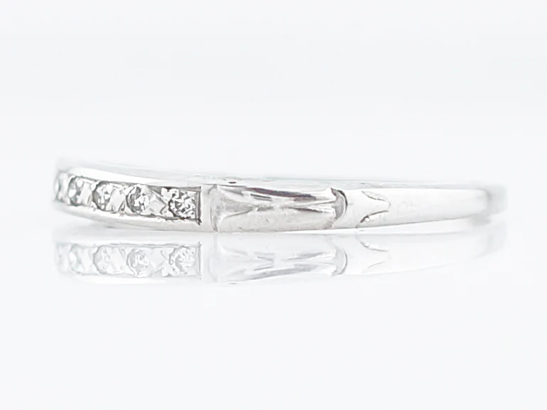 Antique Wedding Band Art Deco .03 Single Cut Diamonds in 14k White Gold - Image 2