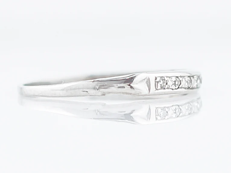 Antique Wedding Band Art Deco .03 Single Cut Diamonds in 14k White Gold - Image 3
