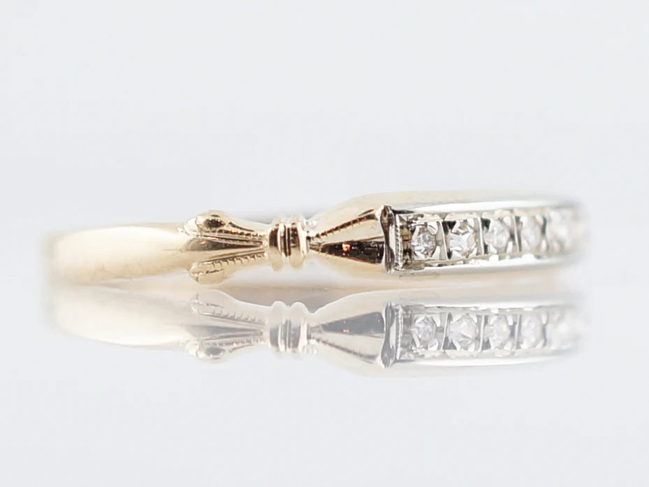 Antique Wedding Band Art Deco .04 Single Cut Diamonds in 14K Yellow Gold - Image 3