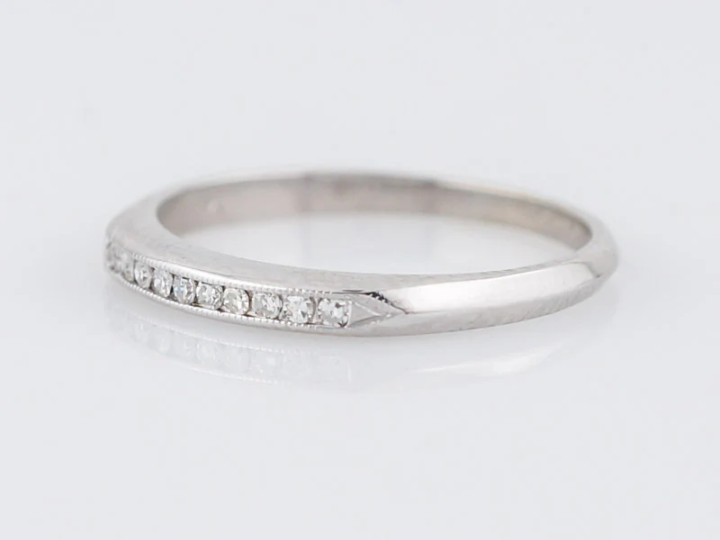 Antique Wedding Band Art Deco .05 Single Cut Diamond in 18k White Gold - Image 3