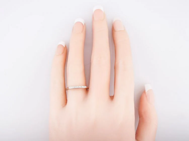 Antique Wedding Band Art Deco .06 Single Cut Diamonds in 14k White Gold - Image 5