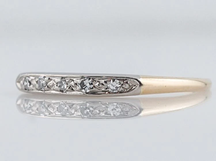 Antique Wedding Band Art Deco .08 Single Cut Diamonds in 14k Yellow Gold - Image 3