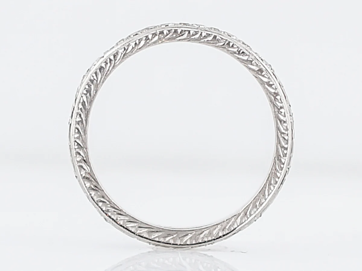Antique Wedding Band Art Deco .08 Single Cut Diamonds in 18k White Gold - Image 4