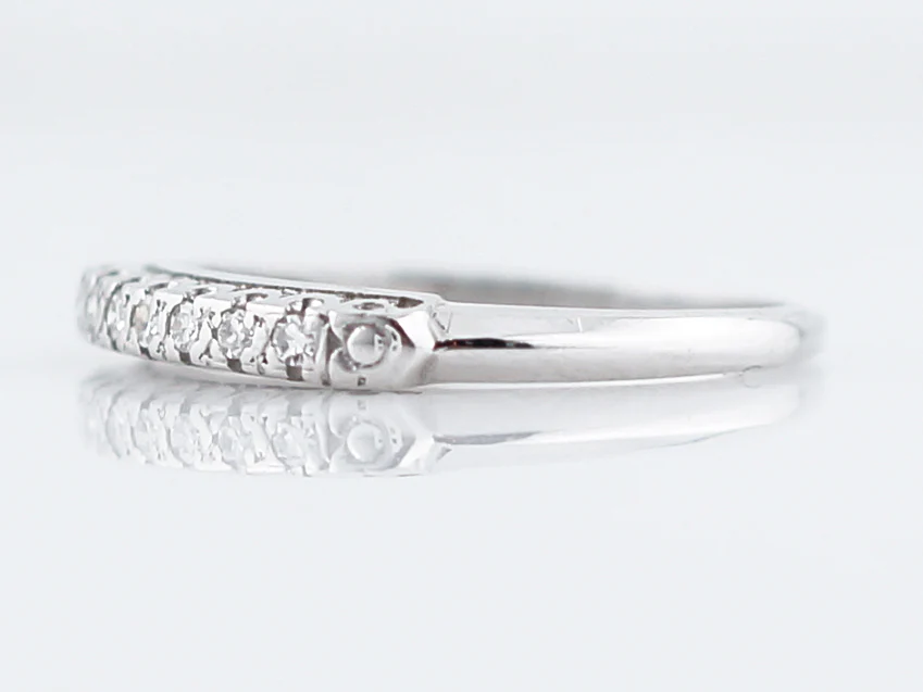 Antique Wedding Band Art Deco .08 Single Cut Round Diamond in 18k White Gold - Image 2