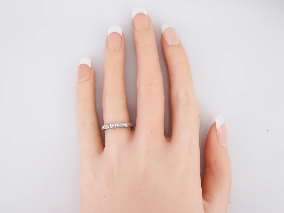 Antique Wedding Band Art Deco .09 Single Cut Diamonds in 18k White Gold - Image 5