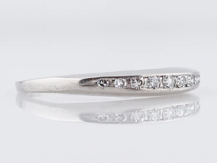 Antique Wedding Band Art Deco .09 Single Cut Diamonds in PlatinumAntique Wedding Band Art Deco .09 Single Cut Diamonds in Platinum - Image 2