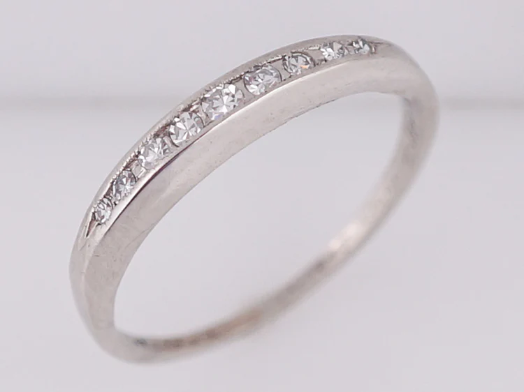 Antique Wedding Band Art Deco .09 Single Cut Diamonds in PlatinumAntique Wedding Band Art Deco .09 Single Cut Diamonds in Platinum - Image 4