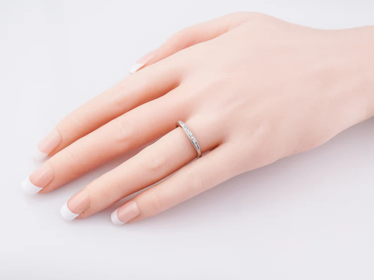 Antique Wedding Band Art Deco .09 Single Cut Diamonds in PlatinumAntique Wedding Band Art Deco .09 Single Cut Diamonds in Platinum - Image 9