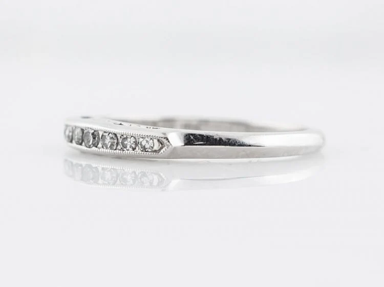 Antique Wedding Band Art Deco .10 Single Cut Diamonds in 18k White Gold - Image 2