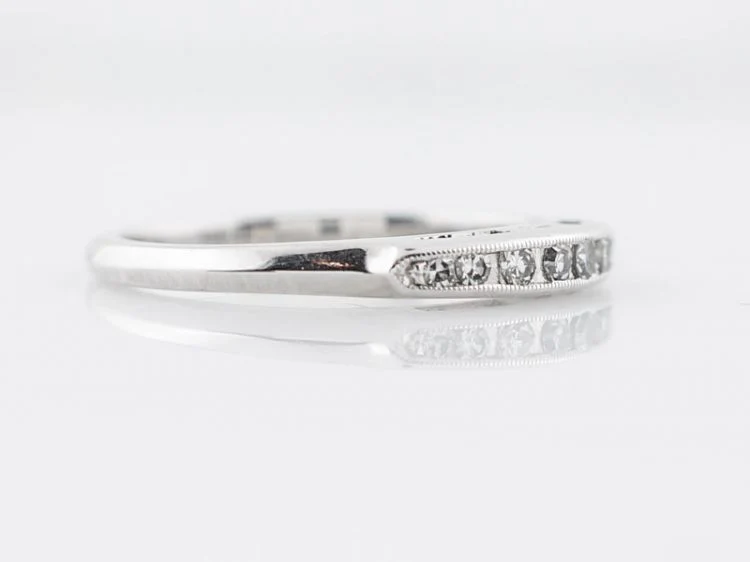 Antique Wedding Band Art Deco .10 Single Cut Diamonds in 18k White Gold - Image 3