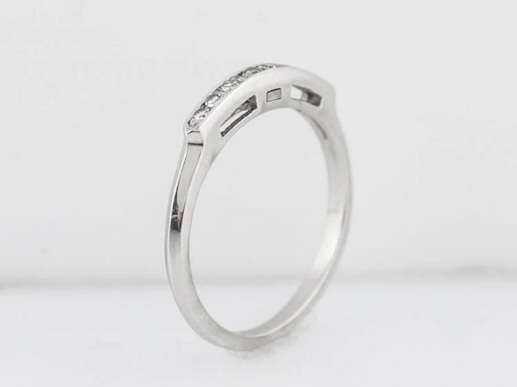 Antique Wedding Band Art Deco .10 Single Cut Diamonds in 18k White Gold - Image 5
