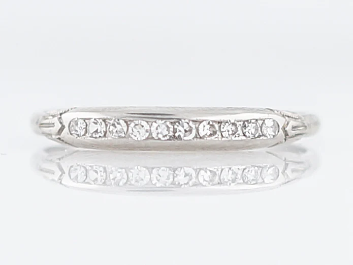 Antique Wedding Band Art Deco .10 Single Cut Diamonds in Platinum