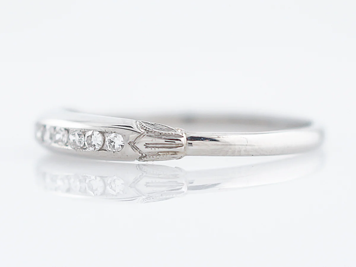 Antique Wedding Band Art Deco .10 Single Cut Diamonds in Platinum - Image 2