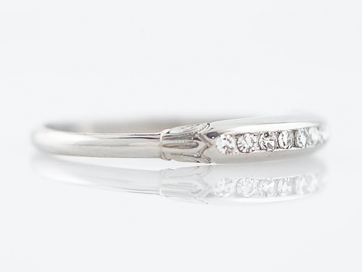 Antique Wedding Band Art Deco .10 Single Cut Diamonds in Platinum - Image 3