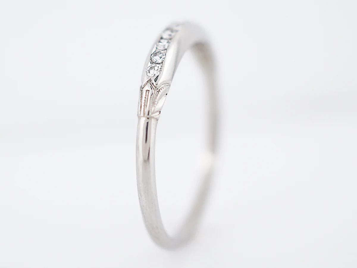 Antique Wedding Band Art Deco .10 Single Cut Diamonds in Platinum - Image 5