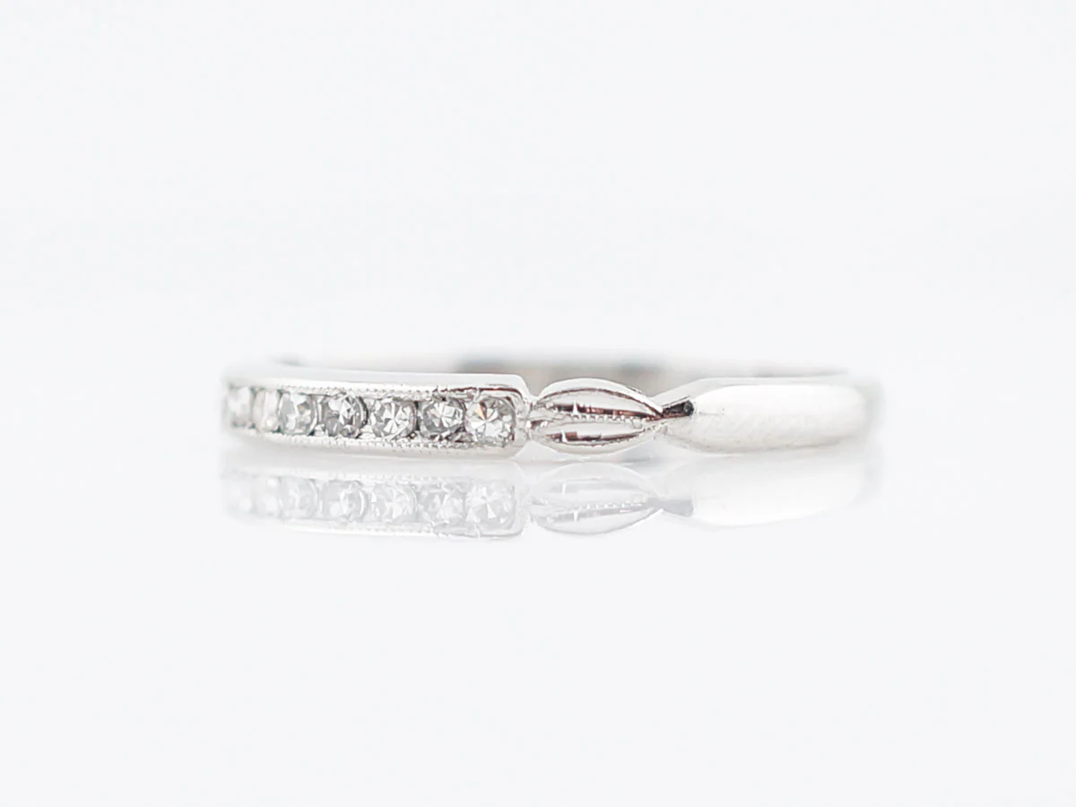 Antique Wedding Band Art Deco .10 Single Cut Diamonds in Platinum - Image 2