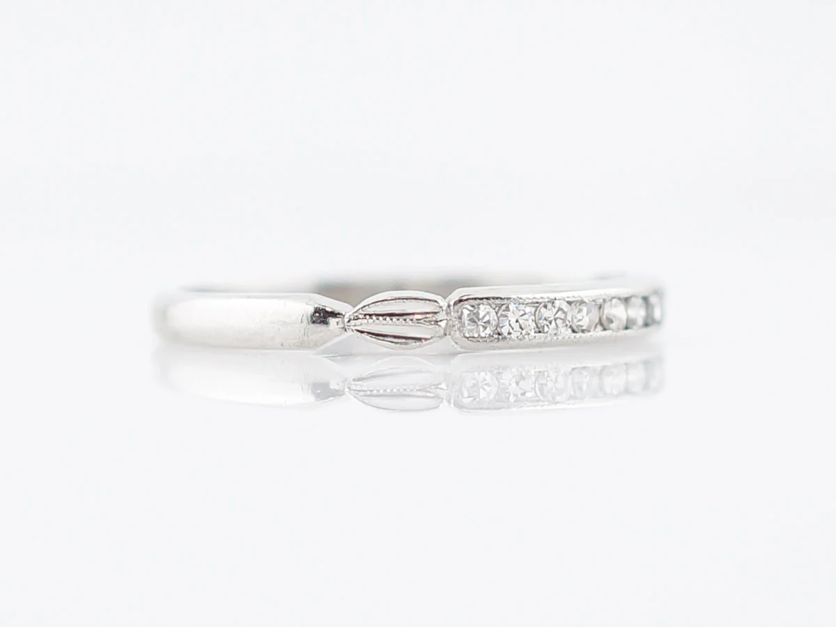 Antique Wedding Band Art Deco .10 Single Cut Diamonds in Platinum - Image 3