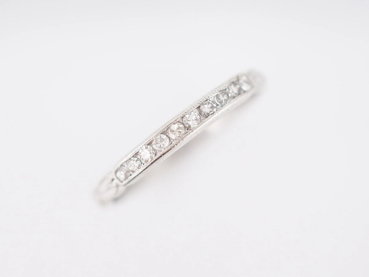 Antique Wedding Band Art Deco .10 Single Cut Diamonds in Platinum - Image 4