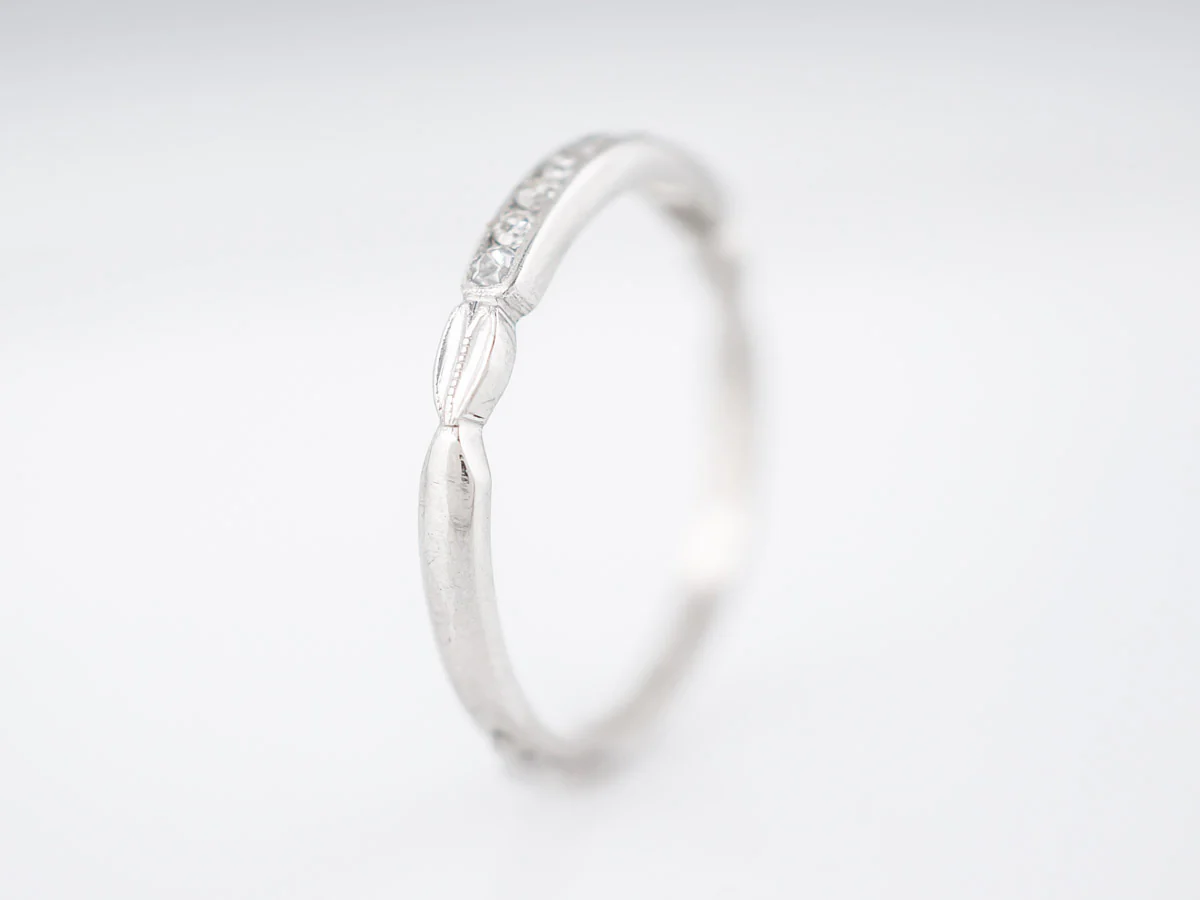 Antique Wedding Band Art Deco .10 Single Cut Diamonds in Platinum - Image 5
