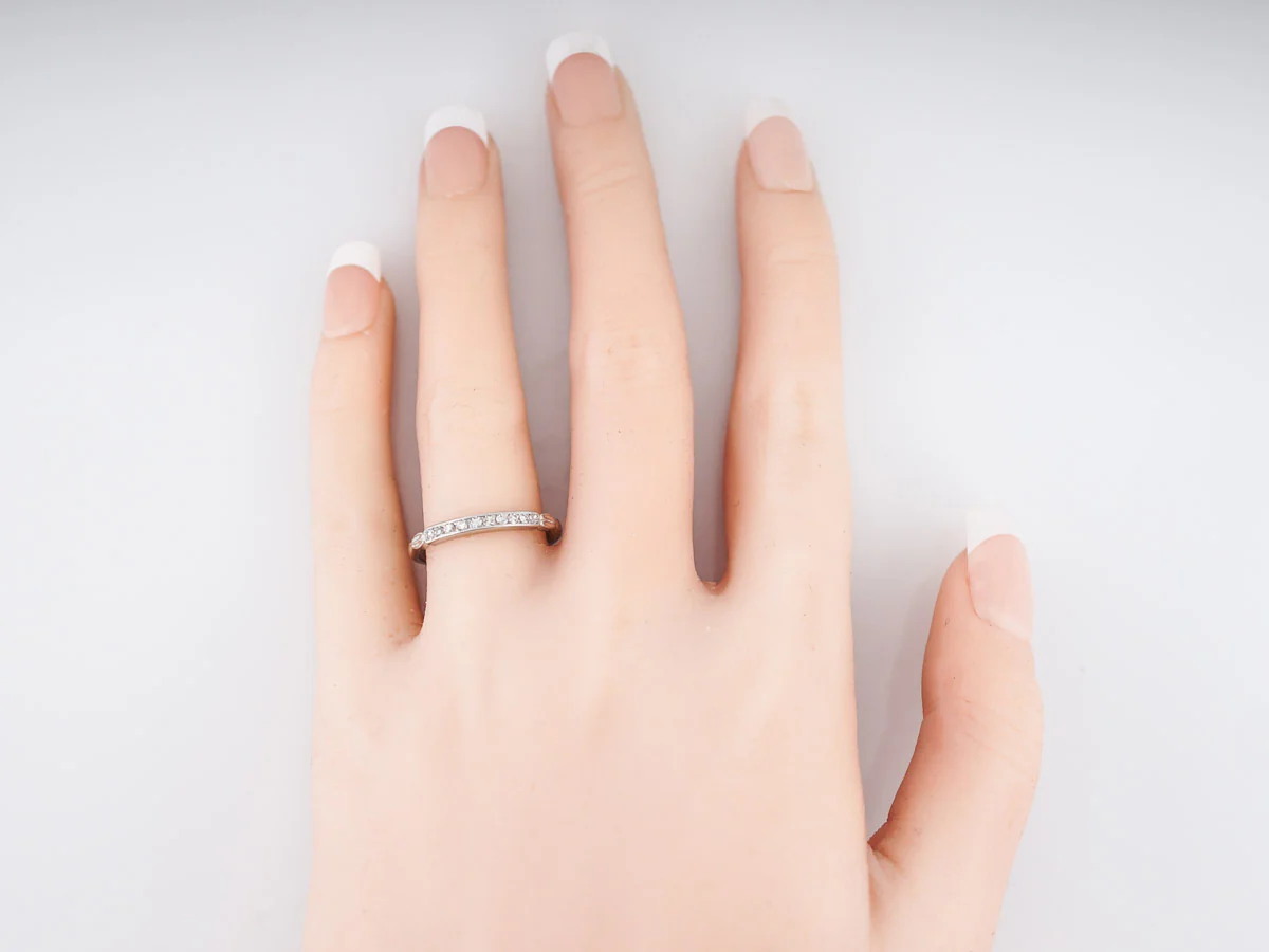 Antique Wedding Band Art Deco .10 Single Cut Diamonds in Platinum - Image 7