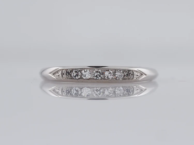 Antique Wedding Band Art Deco .10cttw Single Cut Diamonds in Platinum