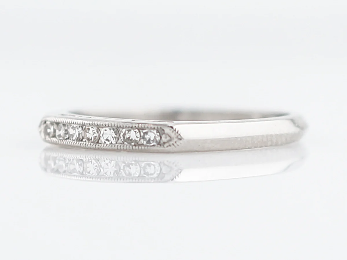 Antique Wedding Band Art Deco .11 Single Cut Diamonds in Platinum - Image 2
