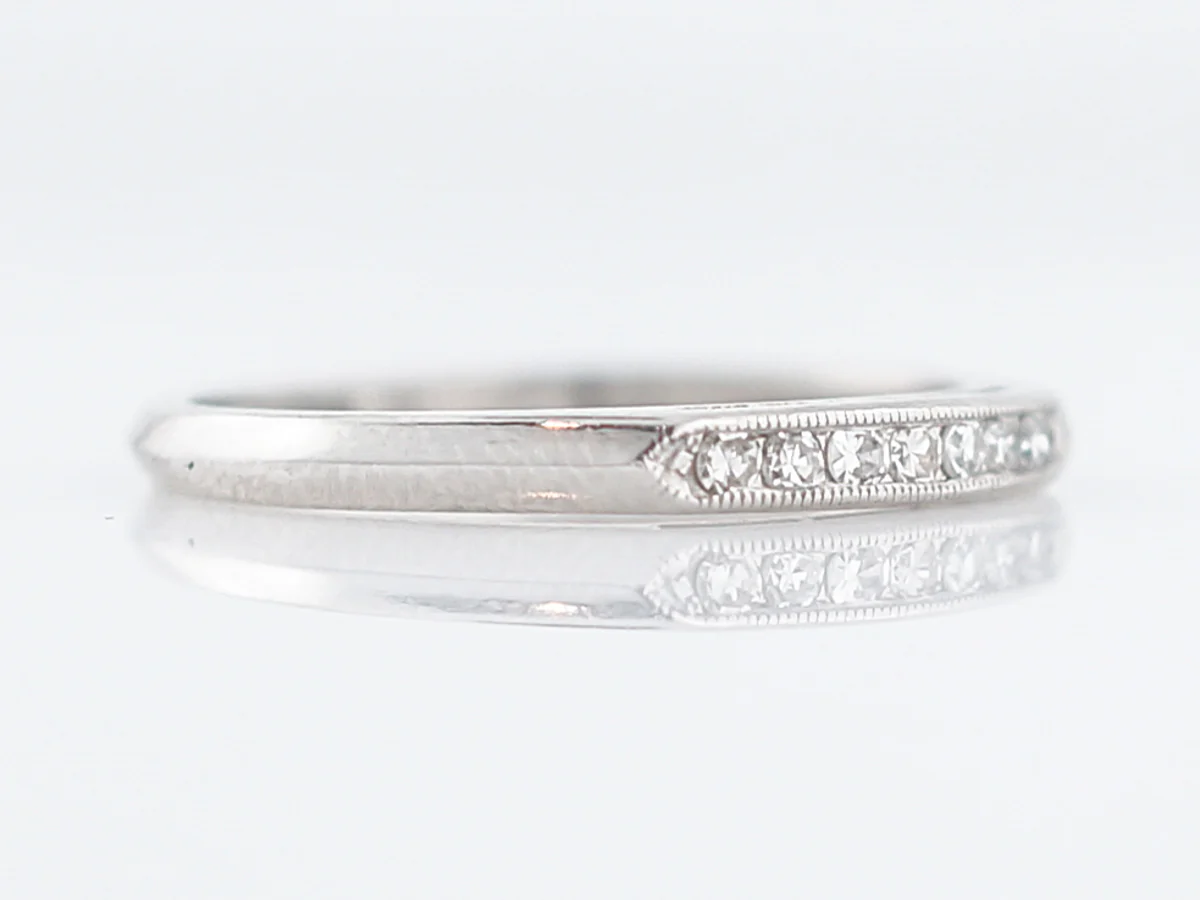 Antique Wedding Band Art Deco .11 Single Cut Diamonds in Platinum - Image 3