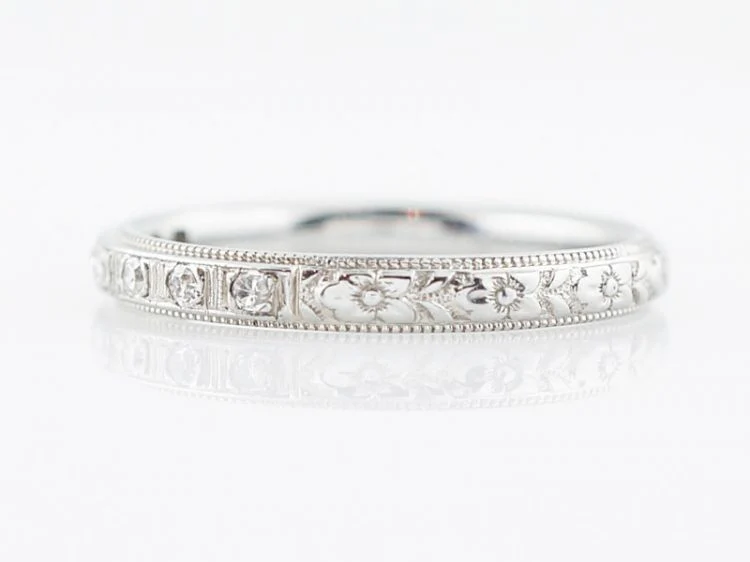 Antique Wedding Band Art Deco .11 Single Cut Diamonds in Platinum - Image 2