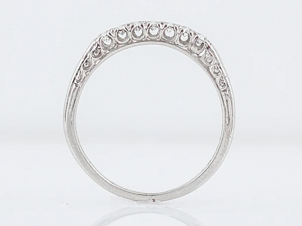 Antique Wedding Band Art Deco .11 Single Cut Diamonds in Platinum - Image 4