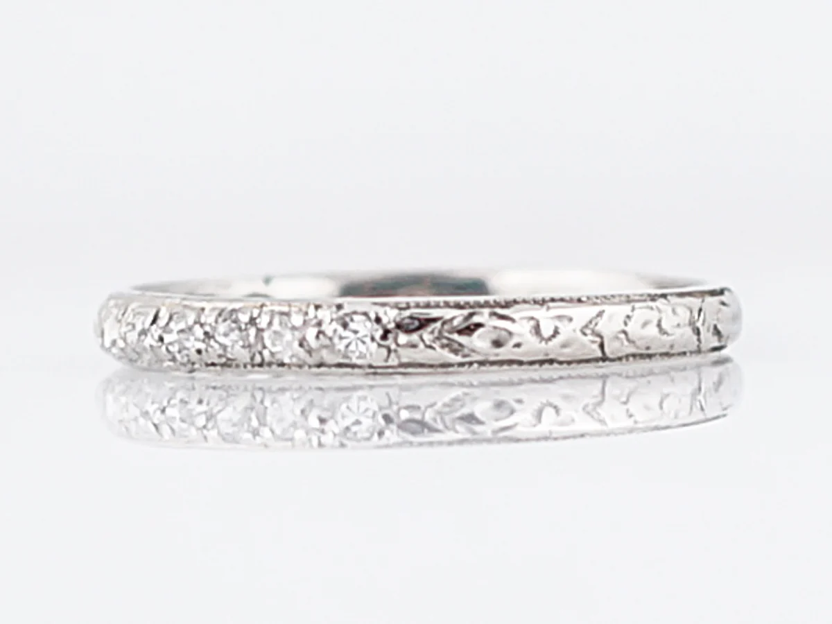 Antique Wedding Band Art Deco .12 Single Cut Diamonds in Platinum - Image 2