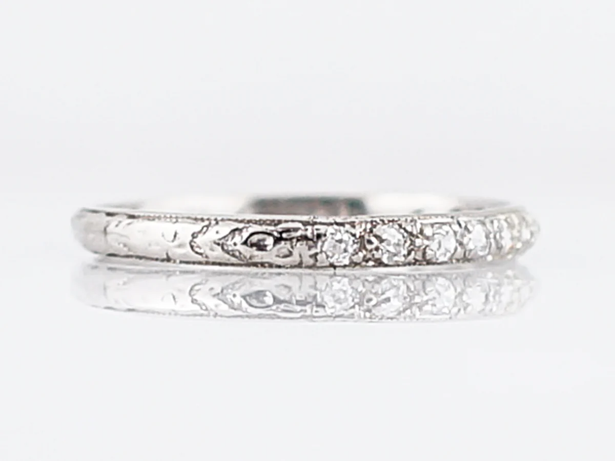 Antique Wedding Band Art Deco .12 Single Cut Diamonds in Platinum - Image 3