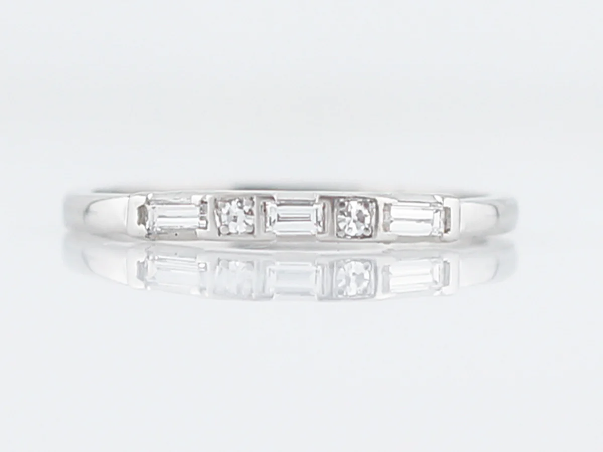 Antique Wedding Band Art Deco .13 Baguette & Single Cut Diamonds in Platinum