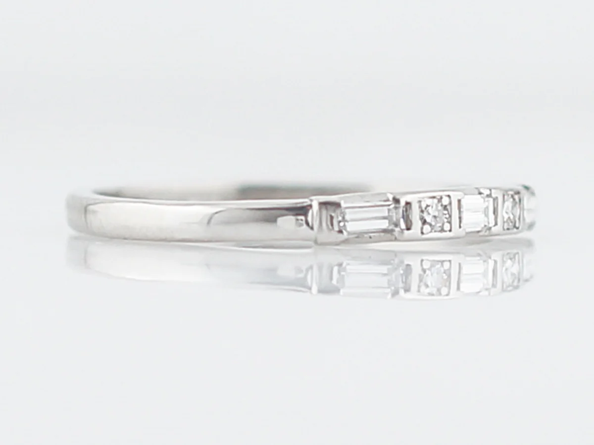 Antique Wedding Band Art Deco .13 Baguette & Single Cut Diamonds in Platinum - Image 3