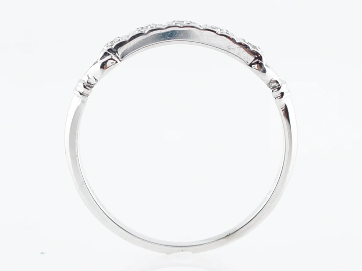 Antique Wedding Band Art Deco .13 Single Cut Diamonds in 18k White Gold - Image 4
