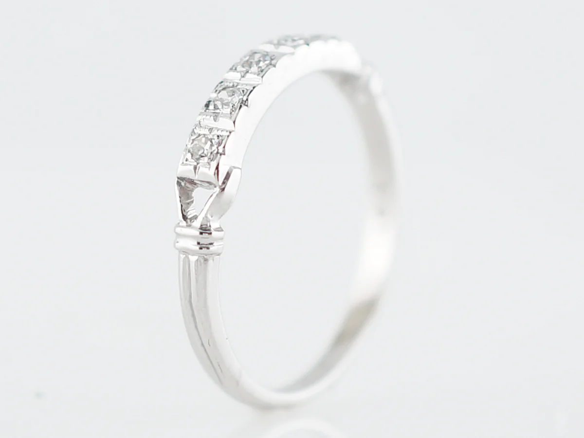 Antique Wedding Band Art Deco .13 Single Cut Diamonds in 18k White Gold - Image 5