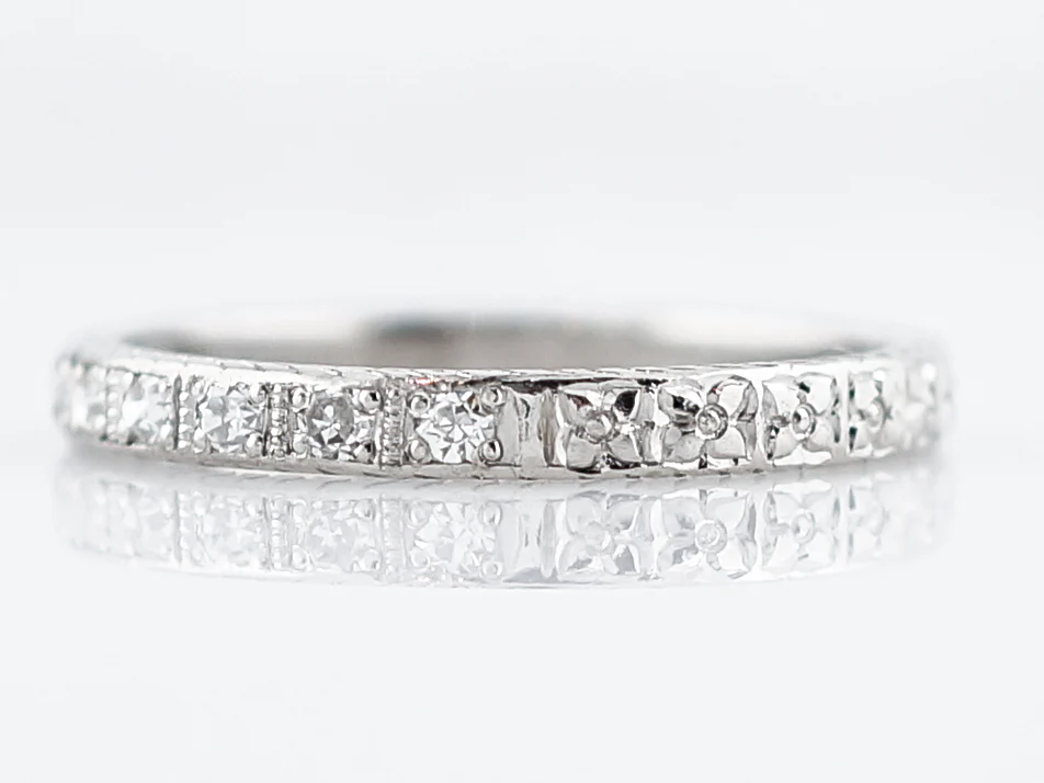 Antique Wedding Band Art Deco .15 Single Cut Diamonds in Platinum - Image 2