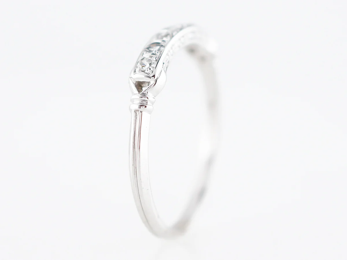 Antique Wedding Band Art Deco .18 Single Cut Diamonds in 18k White Gold - Image 5