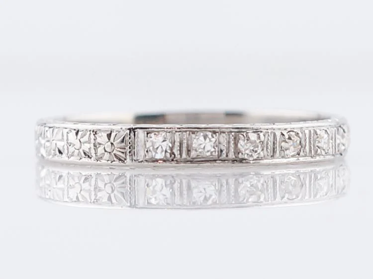 Antique Wedding Band Art Deco .18 Single Cut Diamonds in Platinum - Image 2