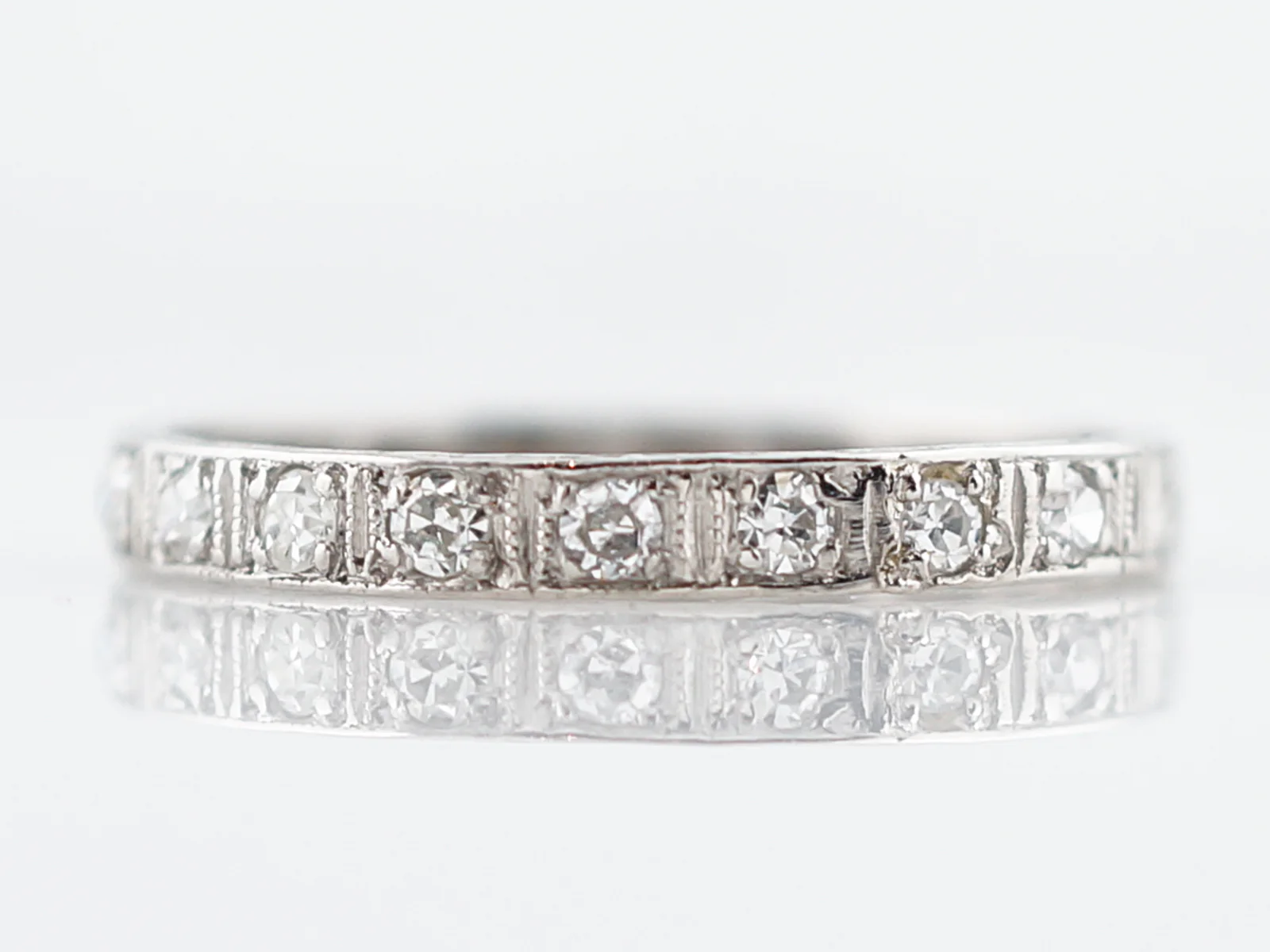 Antique Wedding Band Art Deco .27 Single Cut Diamonds in Platinum