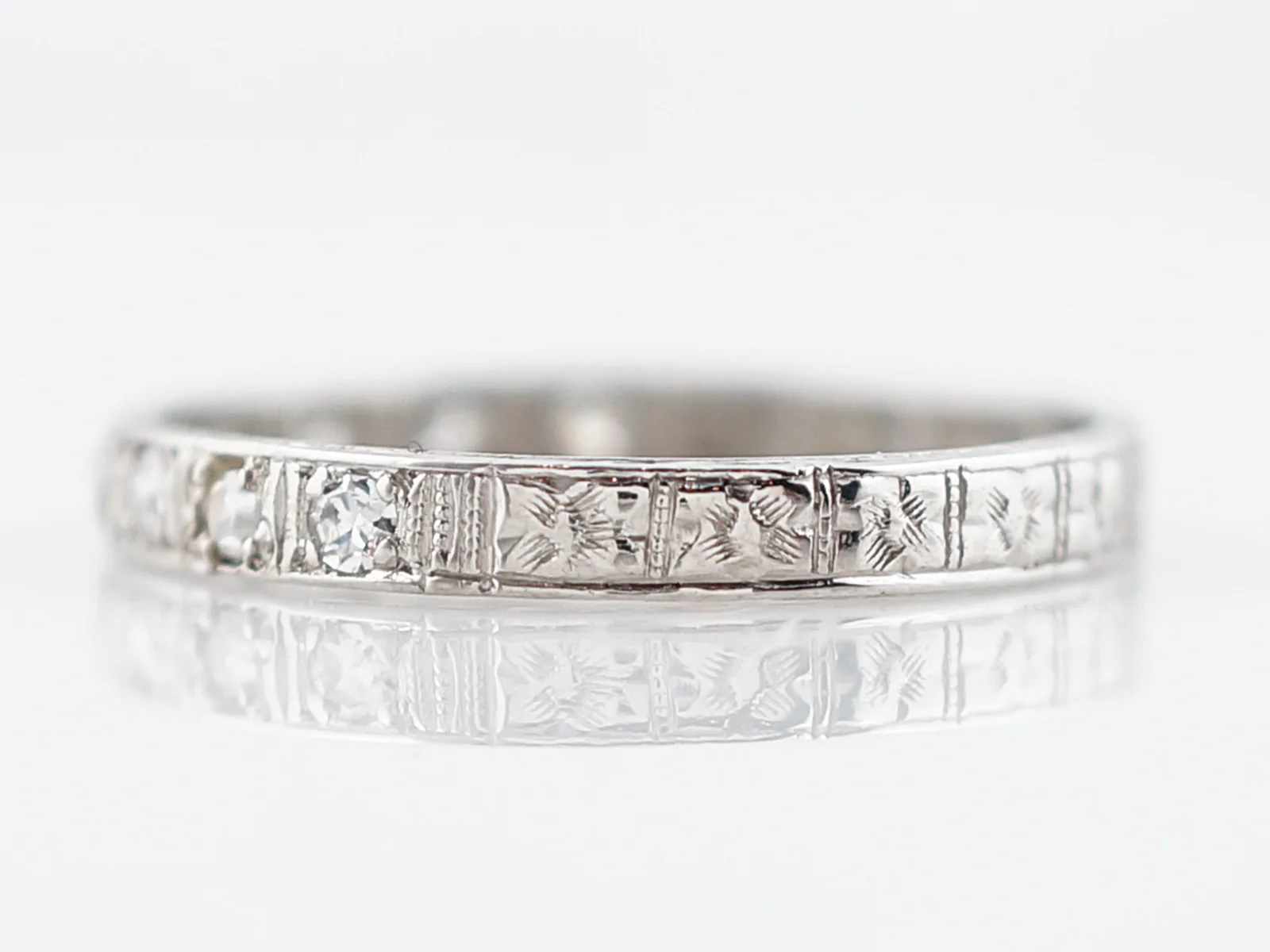 Antique Wedding Band Art Deco .27 Single Cut Diamonds in Platinum - Image 2