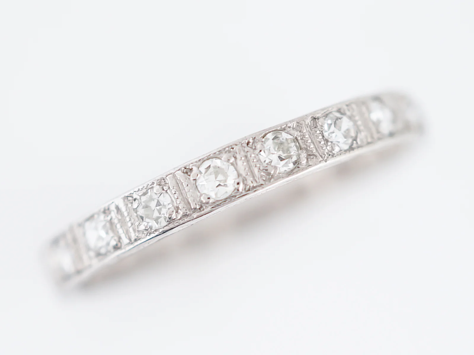 Antique Wedding Band Art Deco .27 Single Cut Diamonds in Platinum - Image 4