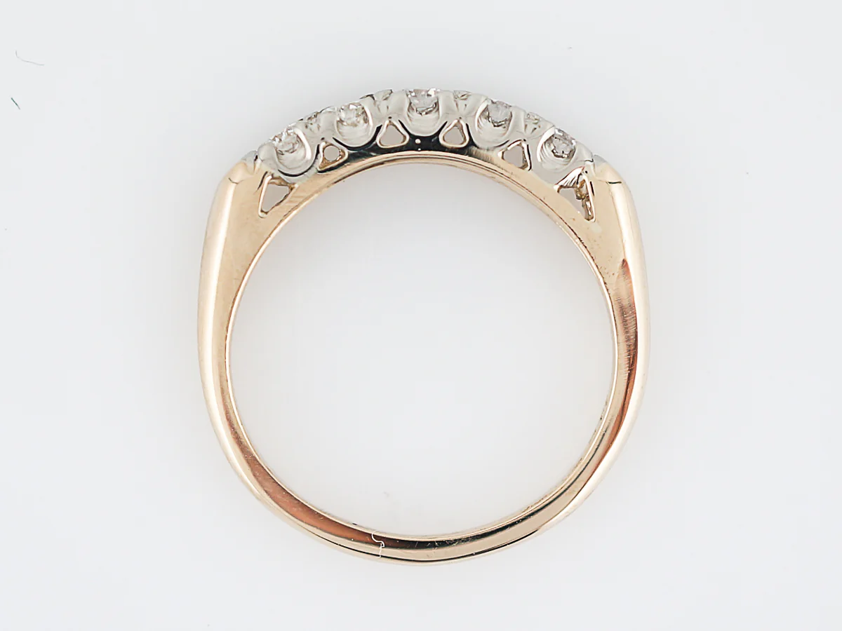 Antique Wedding Band Retro .35 Round Brilliant Cut Diamonds in 14K Yellow Gold - Image 6