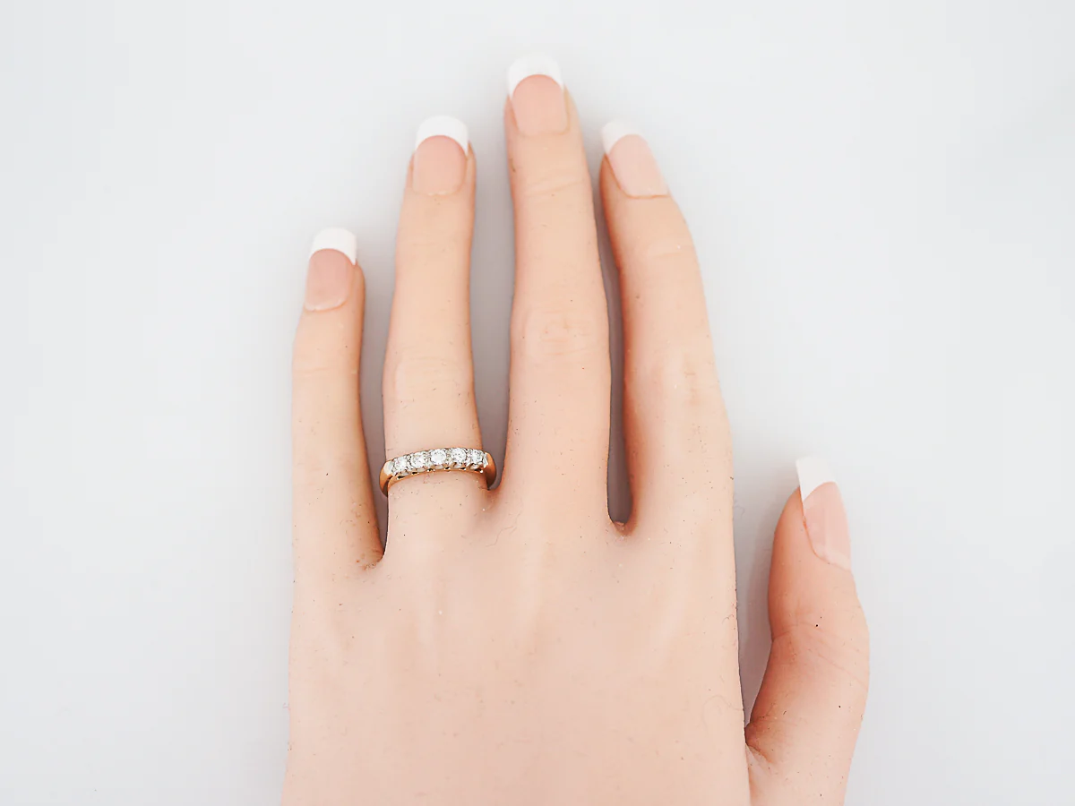Antique Wedding Band Retro .35 Round Brilliant Cut Diamonds in 14K Yellow Gold - Image 7