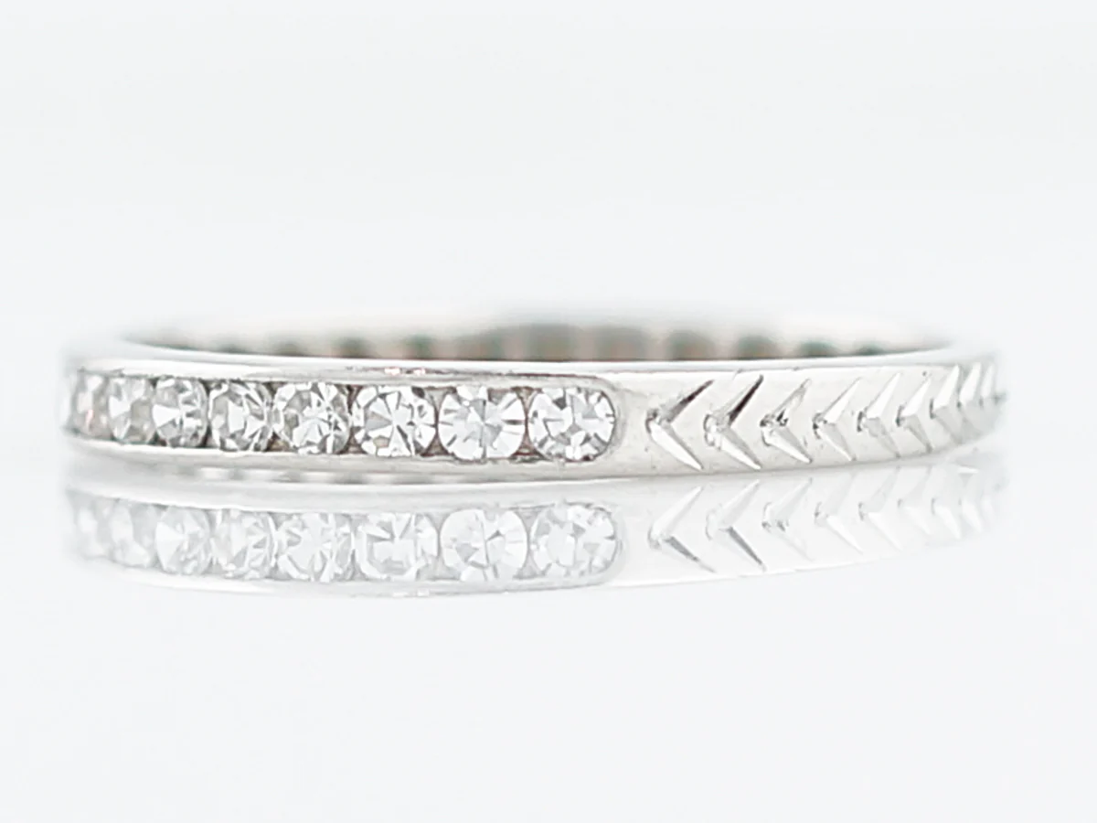 Antique Wedding Band Art Deco .38 Single Cut Diamonds in 18k White Gold - Image 2